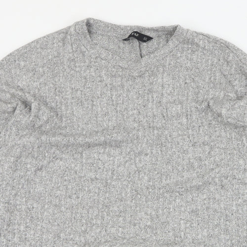 F&F Womens Grey Round Neck  Viscose Pullover Jumper Size 10