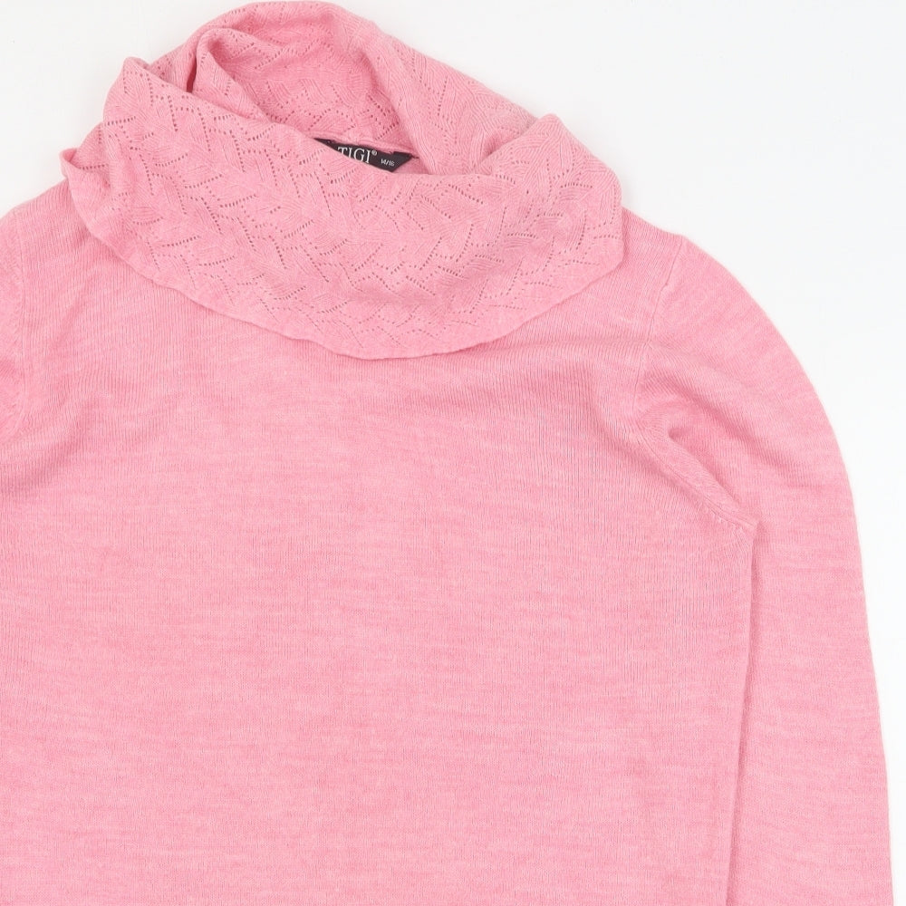 Tigi Womens Pink Roll Neck  Acrylic Pullover Jumper Size 14   - 14-16
