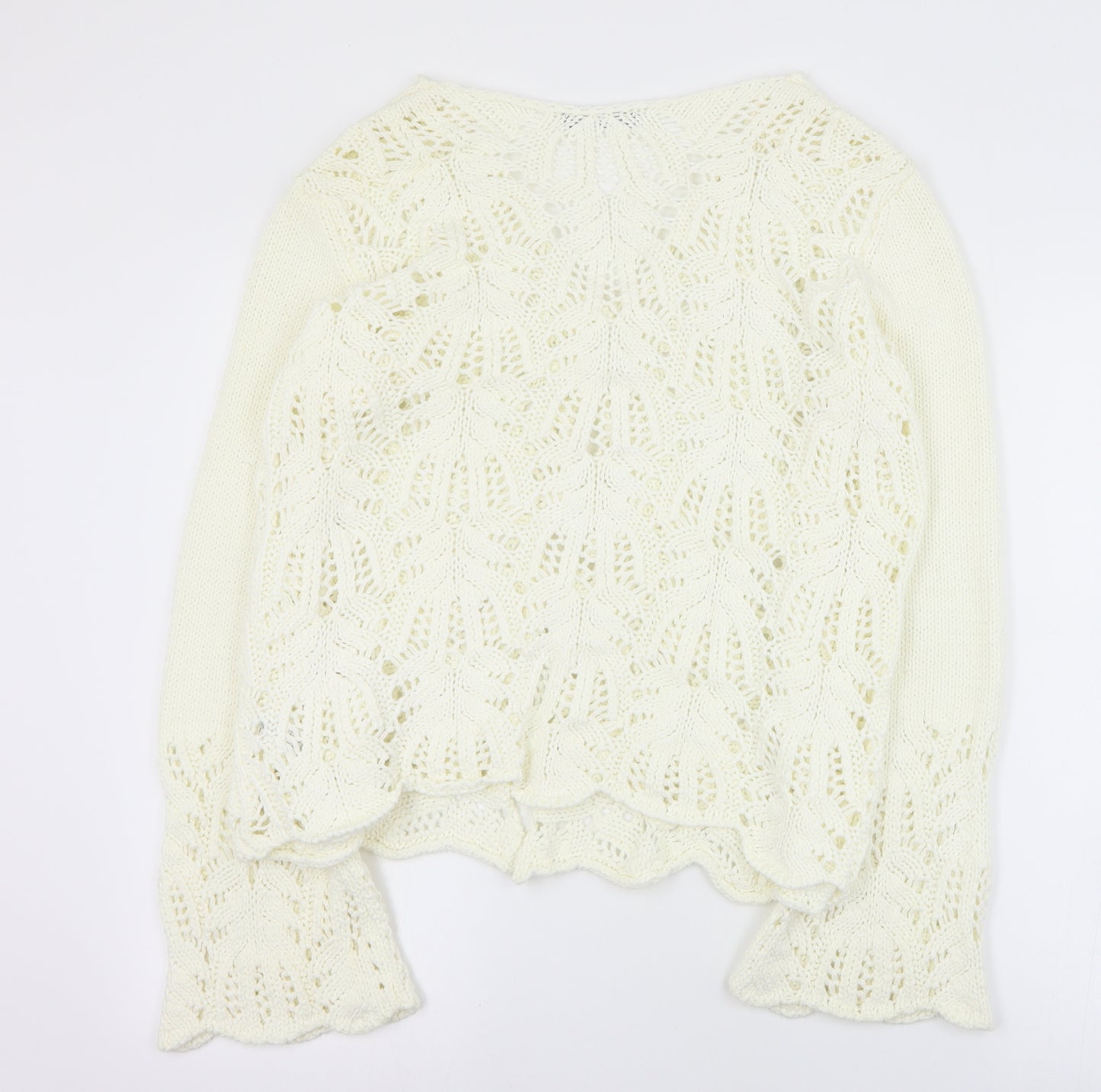 George Womens Ivory V-Neck  Acrylic Cardigan Jumper Size 14