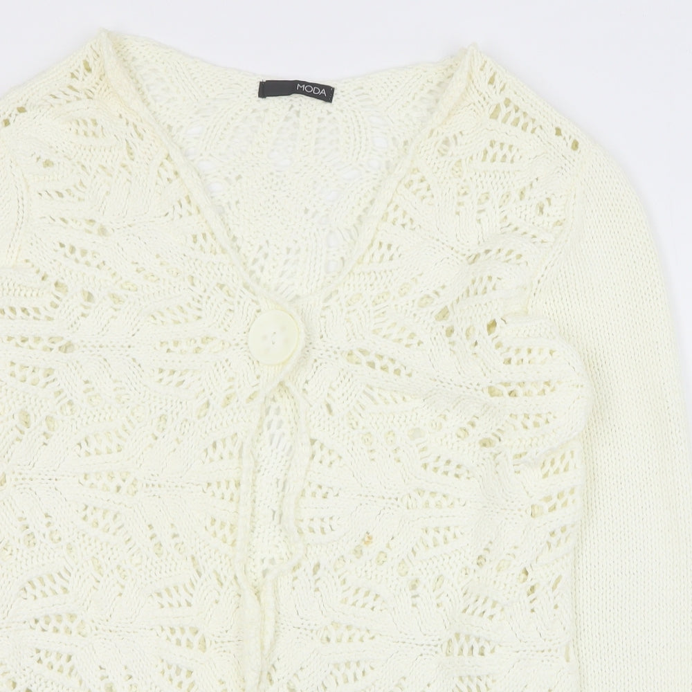 George Womens Ivory V-Neck  Acrylic Cardigan Jumper Size 14