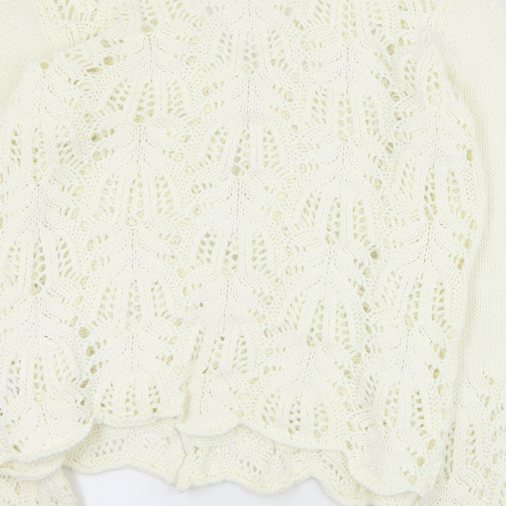 George Womens Ivory V-Neck  Acrylic Cardigan Jumper Size 14