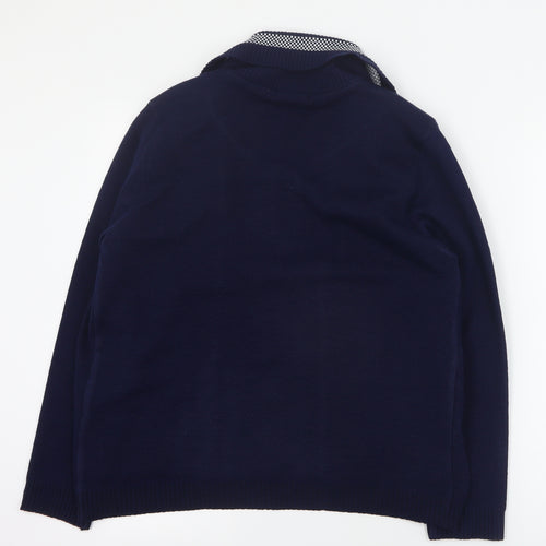Lizzi Clarke Womens Blue Round Neck Striped Acrylic Pullover Jumper Size M   - M/L