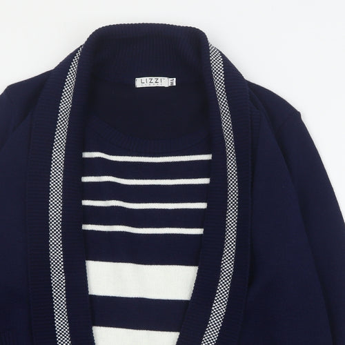 Lizzi Clarke Womens Blue Round Neck Striped Acrylic Pullover Jumper Size M   - M/L