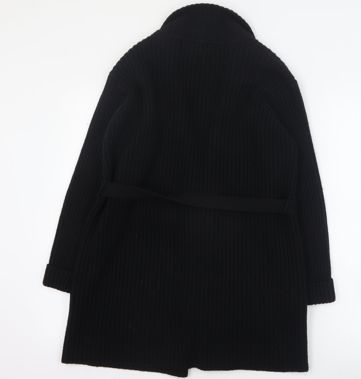 Marks and Spencer Womens Black Collared  Wool Cardigan Jumper Size 12