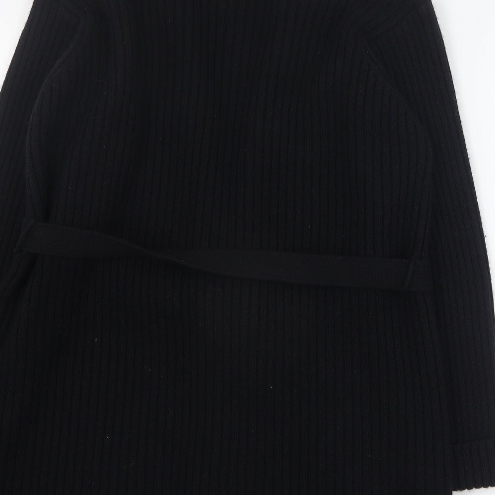 Marks and Spencer Womens Black Collared  Wool Cardigan Jumper Size 12
