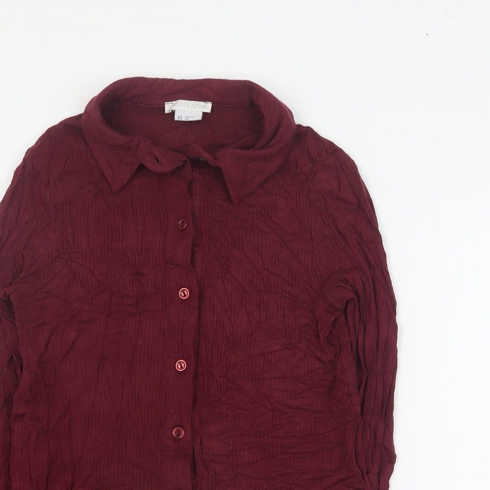 Cooperative Womens Red Striped Viscose Basic Blouse Size XS Collared