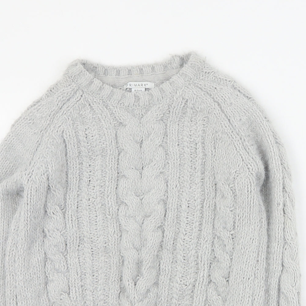 Primark Girls Grey Round Neck  Polyester Pullover Jumper Size 10-11 Years  Pullover