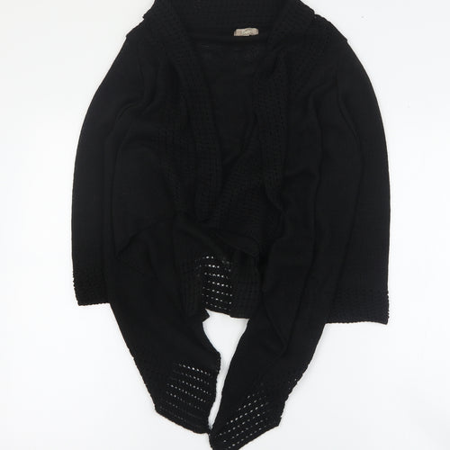 Soon Womens Black V-Neck  Acetate Cardigan Jumper Size M