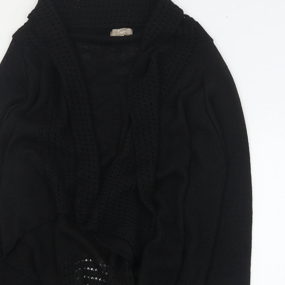 Soon Womens Black V-Neck  Acetate Cardigan Jumper Size M