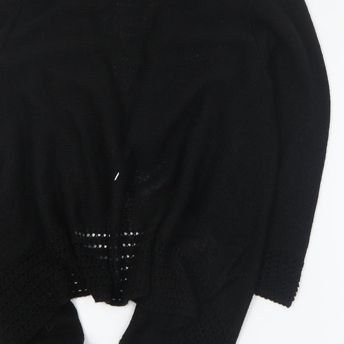 Soon Womens Black V-Neck  Acetate Cardigan Jumper Size M