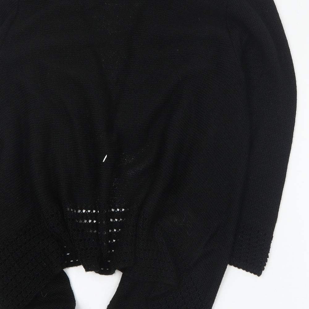 Soon Womens Black V-Neck  Acetate Cardigan Jumper Size M