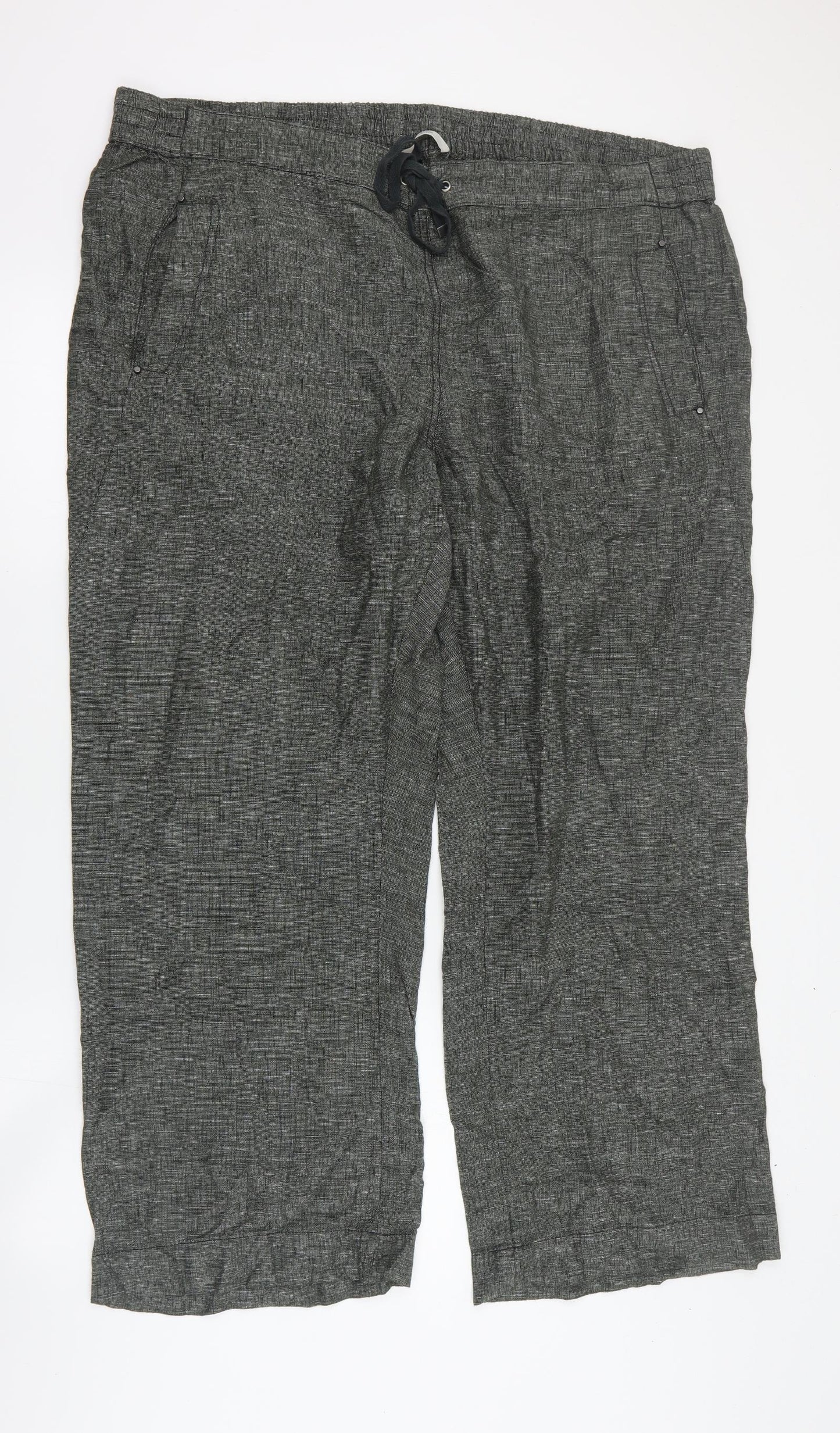 George Womens Grey  Linen Carrot Trousers Size 22 L28 in Regular Drawstring
