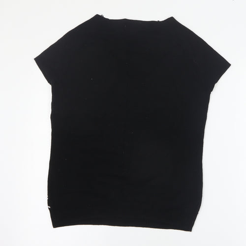 NEXT Womens Black Round Neck Geometric Cotton Pullover Jumper Size 14
