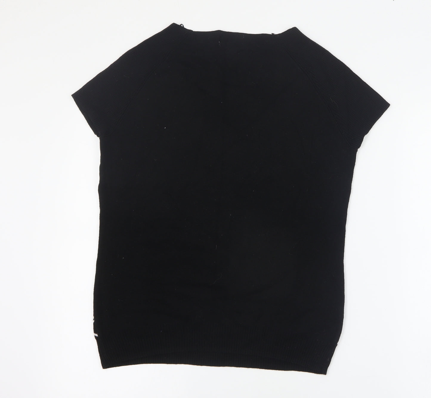 NEXT Womens Black Round Neck Geometric Cotton Pullover Jumper Size 14