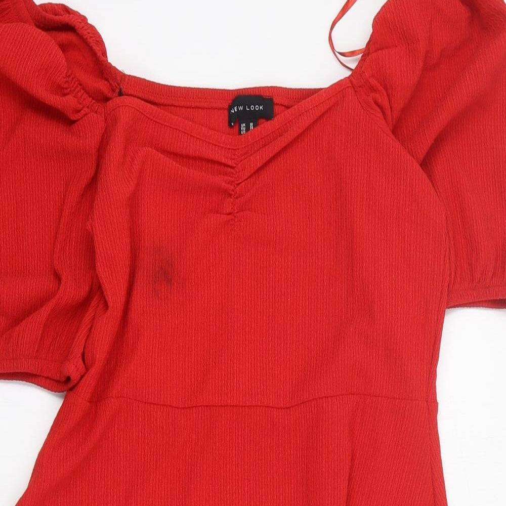 New Look Womens Red  Cotton A-Line  Size 10  Sweetheart Pullover