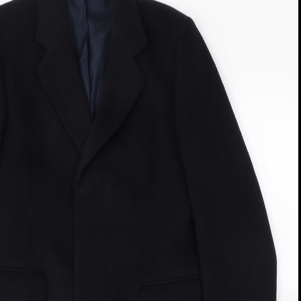 Hardy Amies Mens Black   Pea Coat Coat Size M  Button