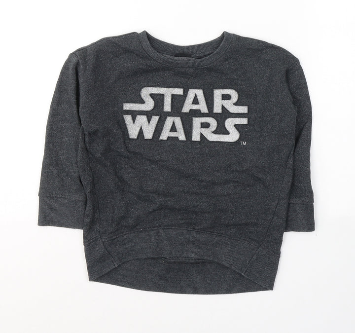 Star Wars Boys Grey Cotton Pullover Sweatshirt Size 3-4 Years Pullover