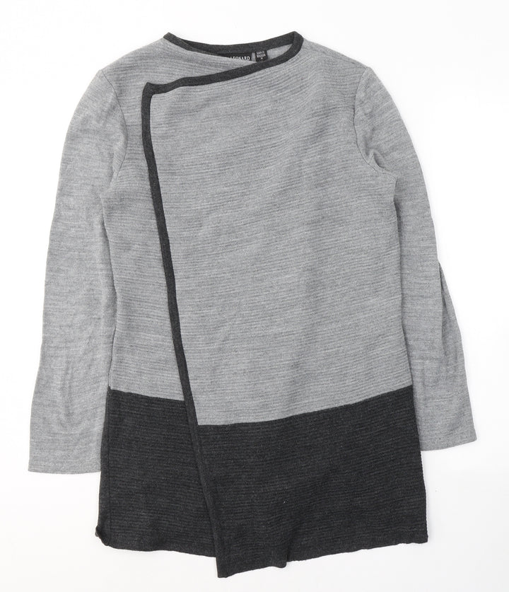 Nina Leonard Womens Grey Round Neck  Acrylic Wrap Jumper Size M