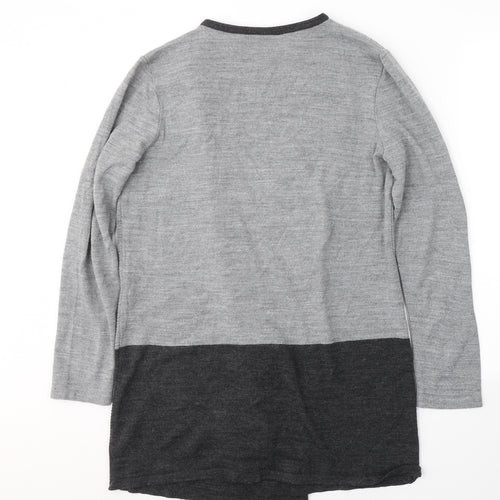Nina Leonard Womens Grey Round Neck  Acrylic Wrap Jumper Size M
