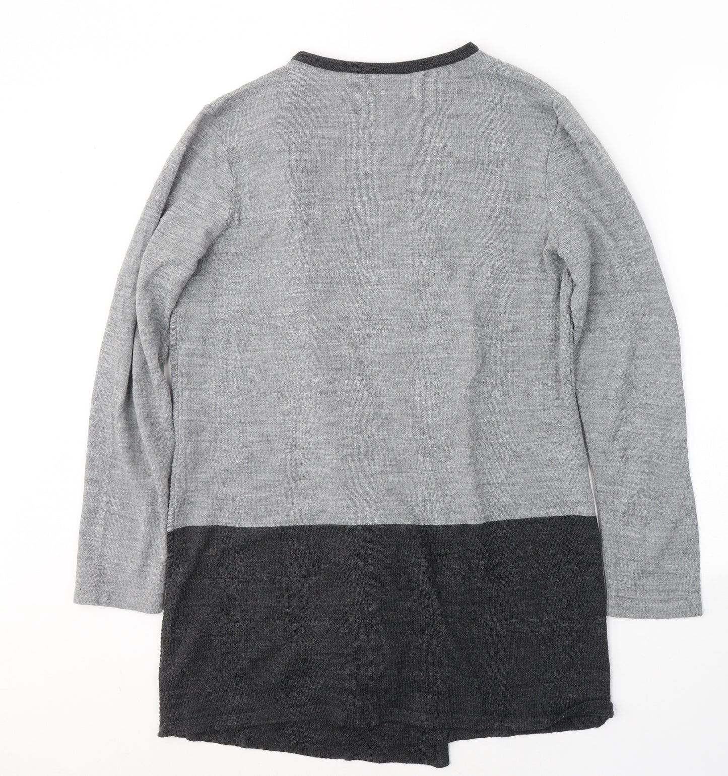 Nina Leonard Womens Grey Round Neck  Acrylic Wrap Jumper Size M