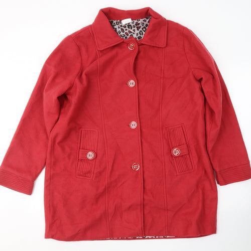 Anne De Lancay Womens Red   Pea Coat Coat Size L  Button