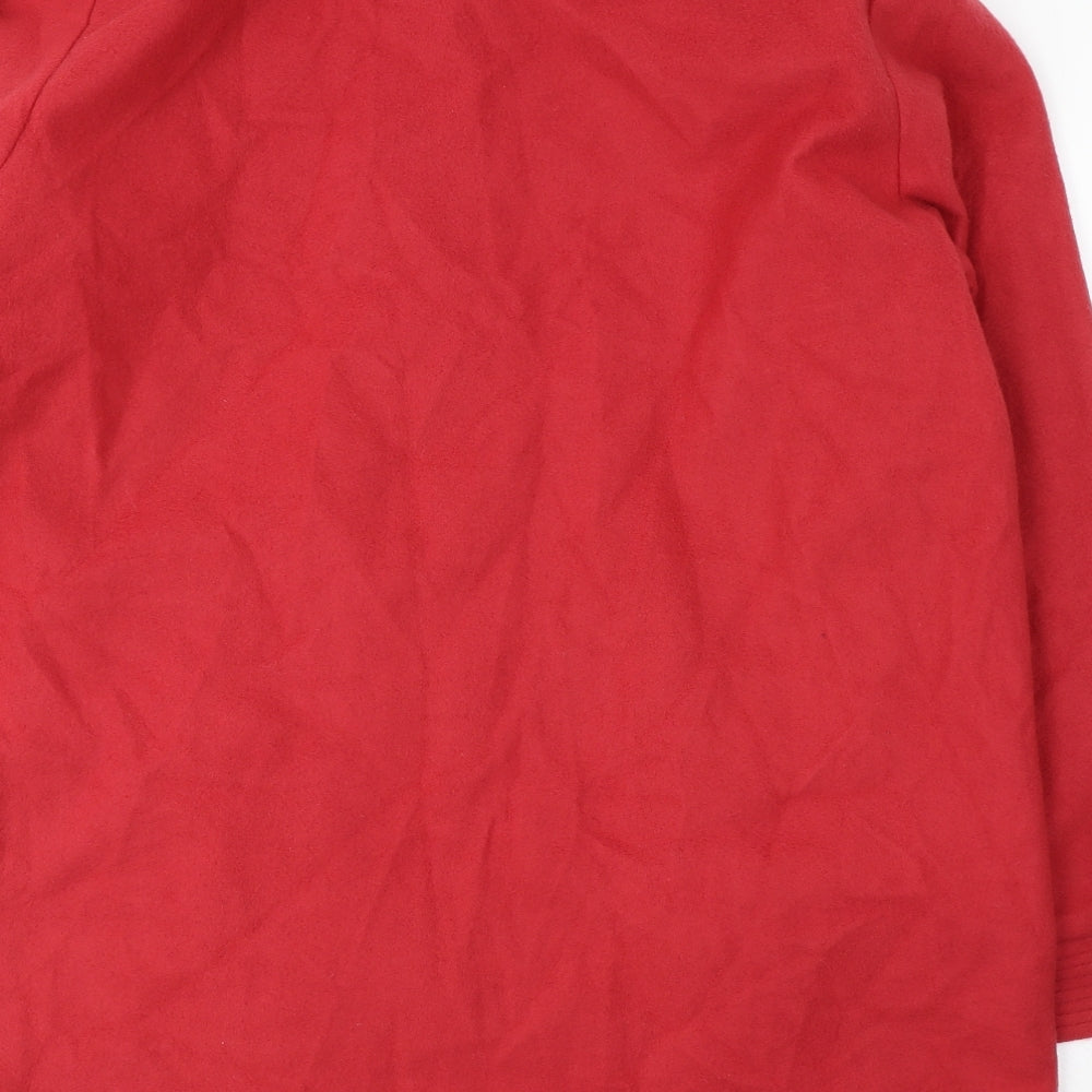 Anne De Lancay Womens Red   Pea Coat Coat Size L  Button