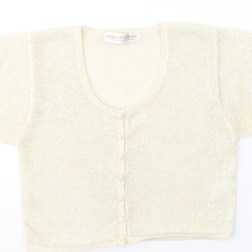 Dorothy Perkins Womens Ivory  Polyester Cropped T-Shirt Size S Round Neck