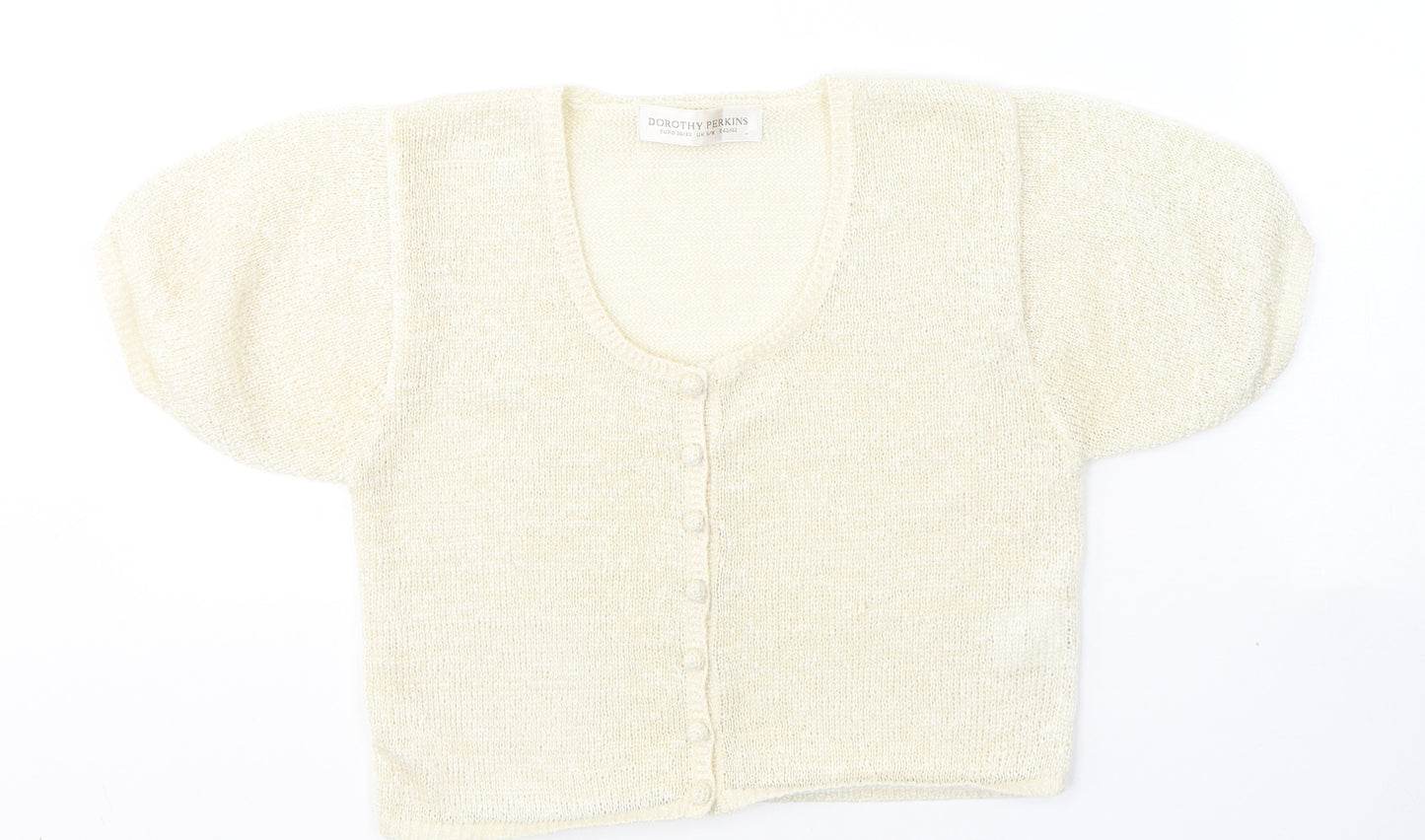 Dorothy Perkins Womens Ivory  Polyester Cropped T-Shirt Size S Round Neck