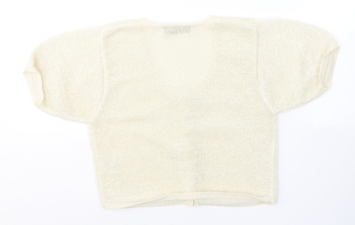 Dorothy Perkins Womens Ivory  Polyester Cropped T-Shirt Size S Round Neck