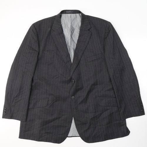 Preworn Mens Grey Striped Wool Jacket Suit Jacket Size 46