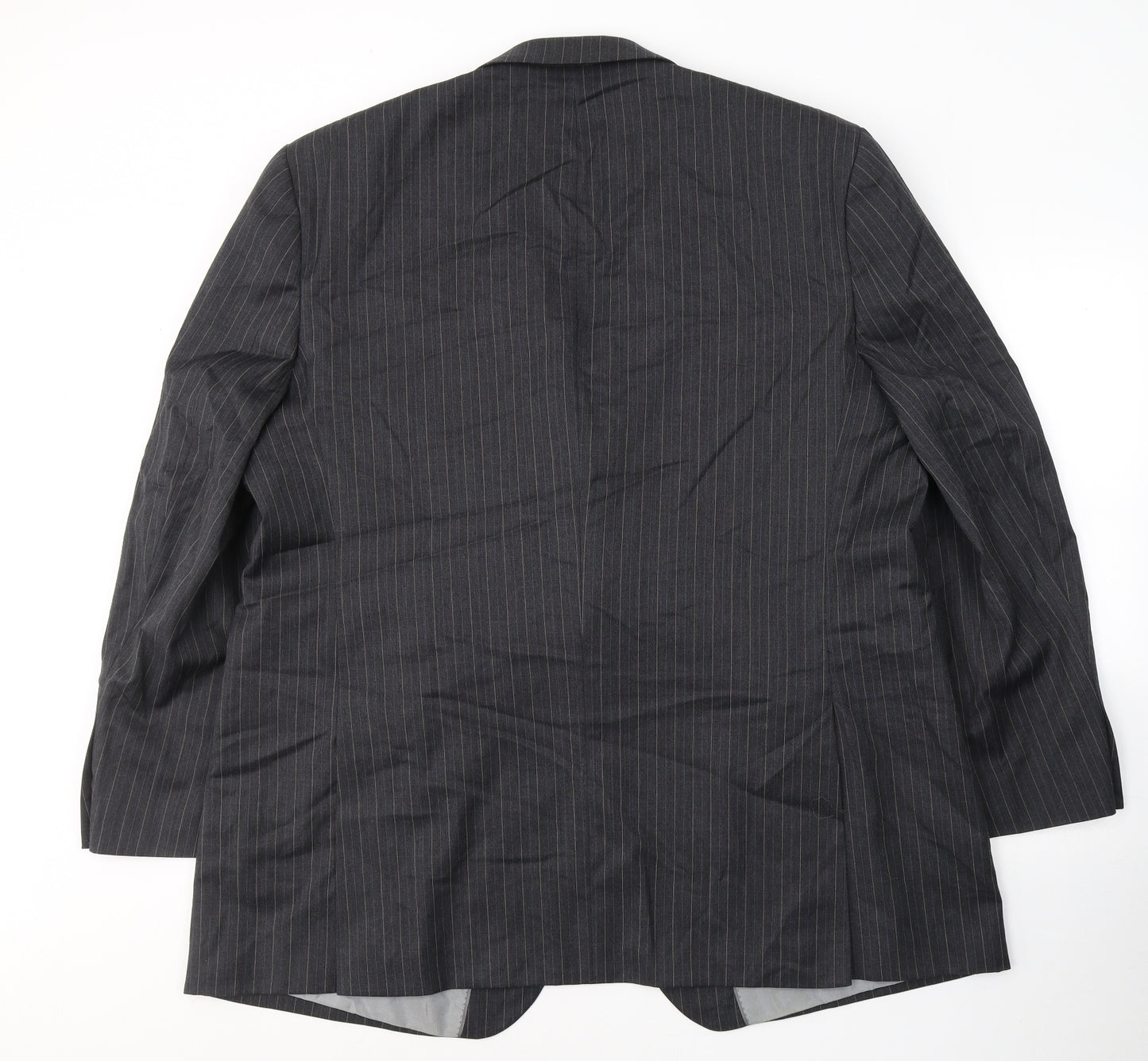 Preworn Mens Grey Striped Wool Jacket Suit Jacket Size 46