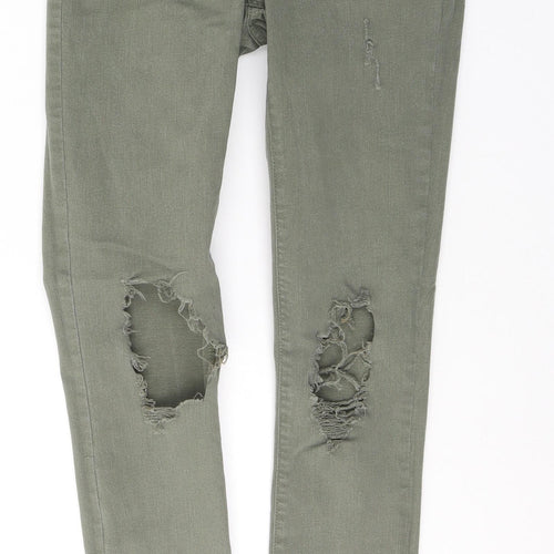 New Look Womens Green  Cotton Skinny Jeans Size 8 L27 in Regular Button