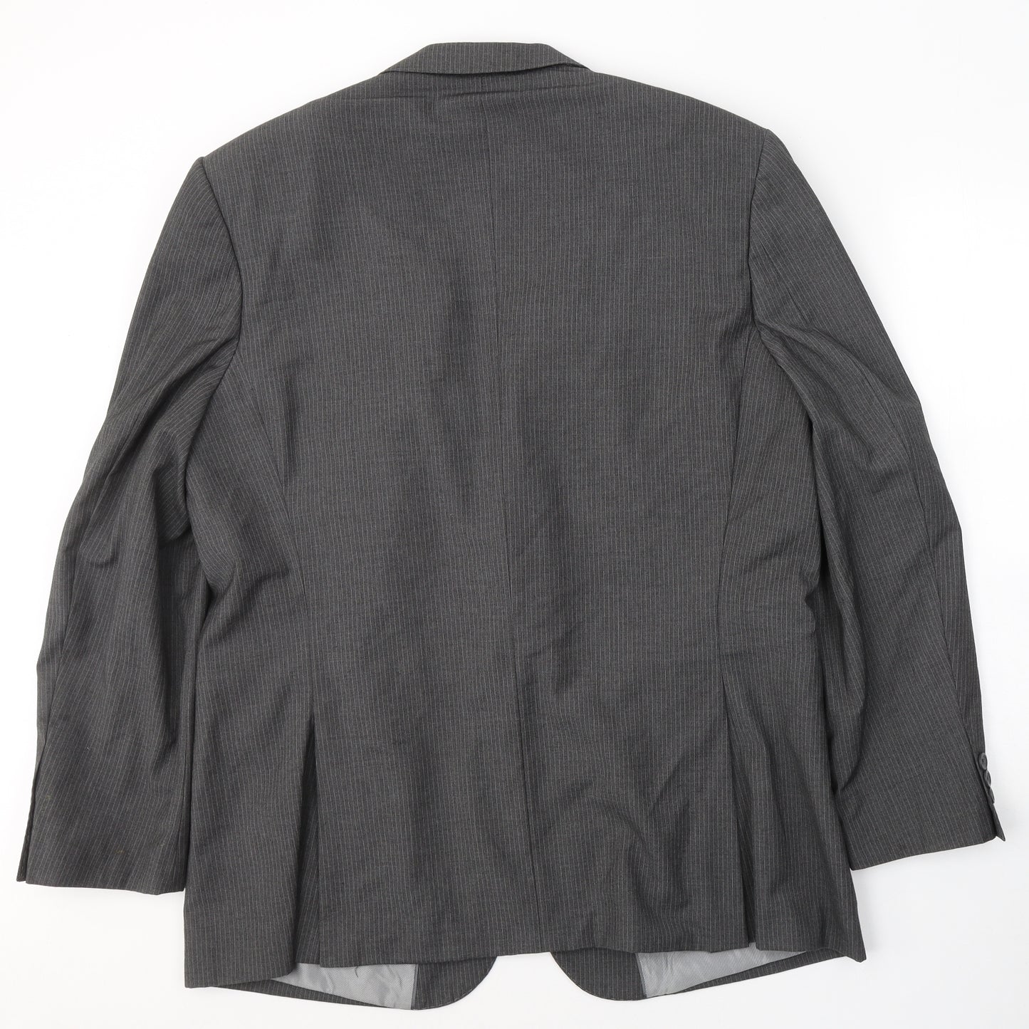 JACK REID Mens Grey Striped Polyester Jacket Suit Jacket Size 46