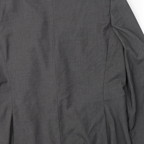 JACK REID Mens Grey Striped Polyester Jacket Suit Jacket Size 46