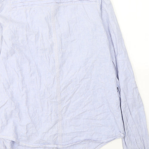 River Island Womens Blue  Cotton Basic Button-Up Size 8 Collared