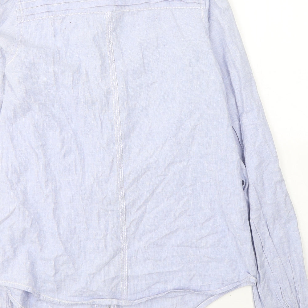 River Island Womens Blue  Cotton Basic Button-Up Size 8 Collared