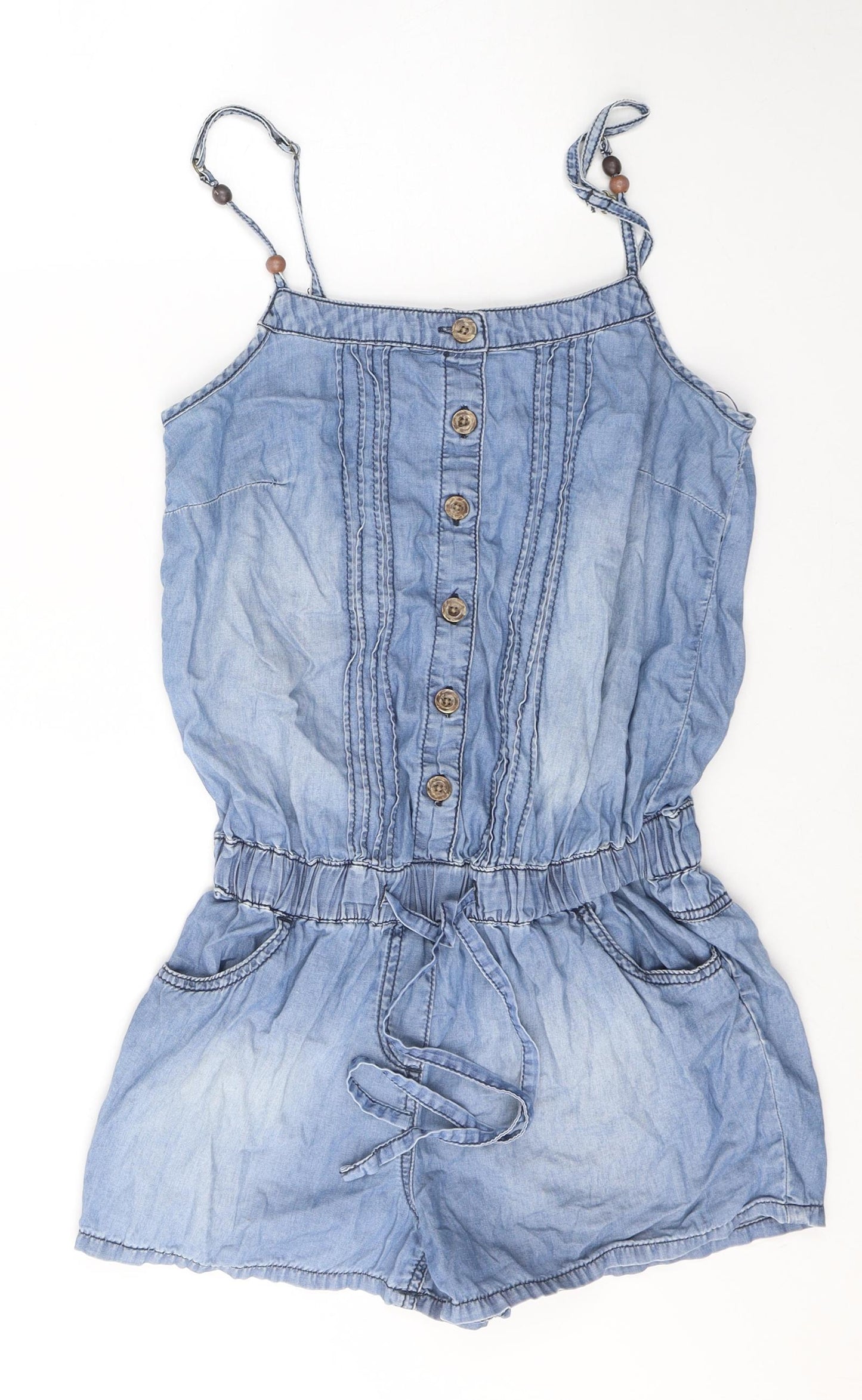 George Womens Blue  Lyocell Playsuit One-Piece Size 8 L3 in Button