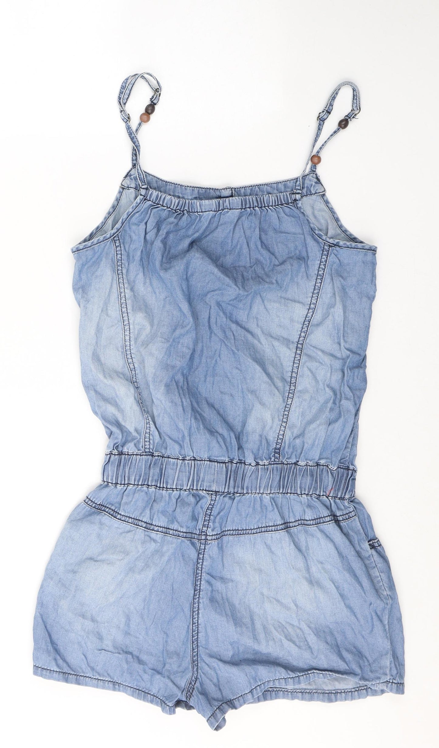 George Womens Blue  Lyocell Playsuit One-Piece Size 8 L3 in Button