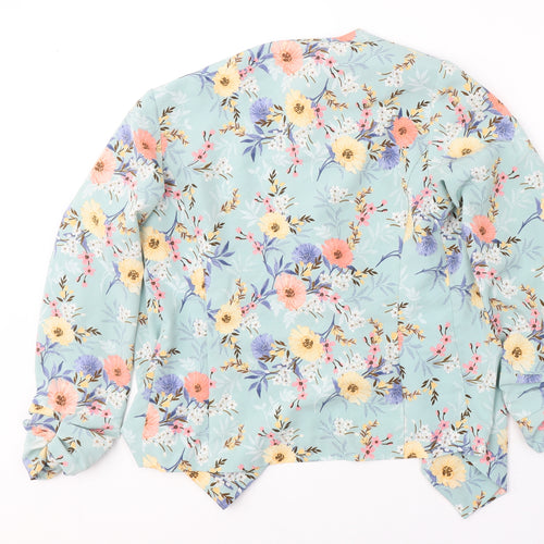 New Look Womens Blue Floral  Jacket Blazer Size 8