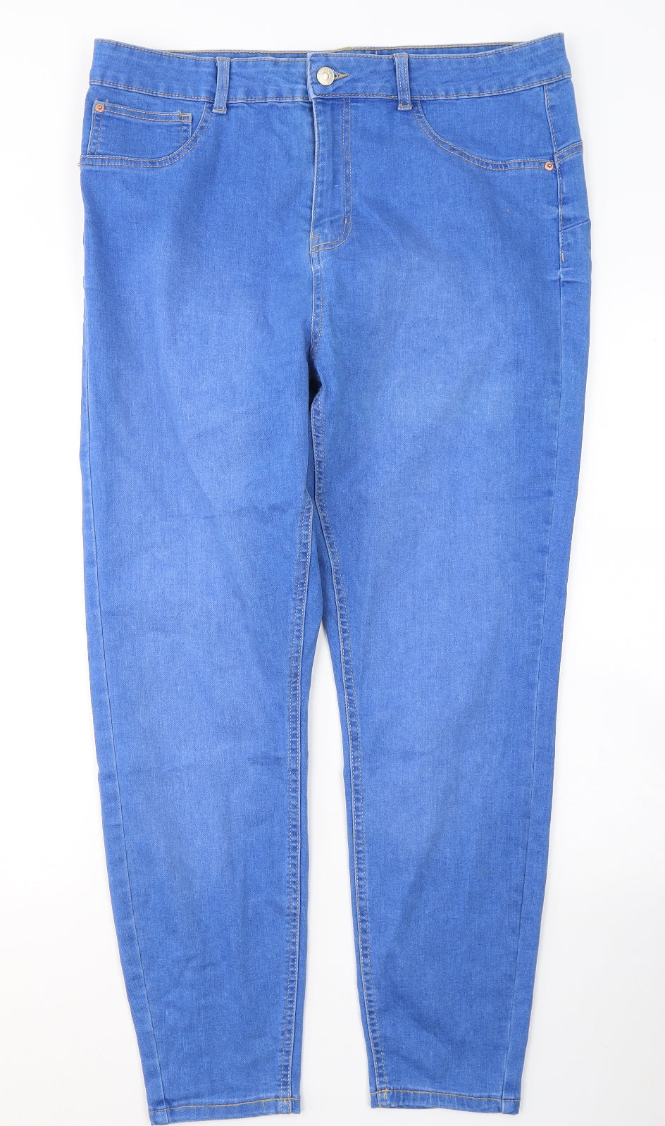 Primark Womens Blue  Cotton Straight Jeans Size 18 L28 in Regular Button