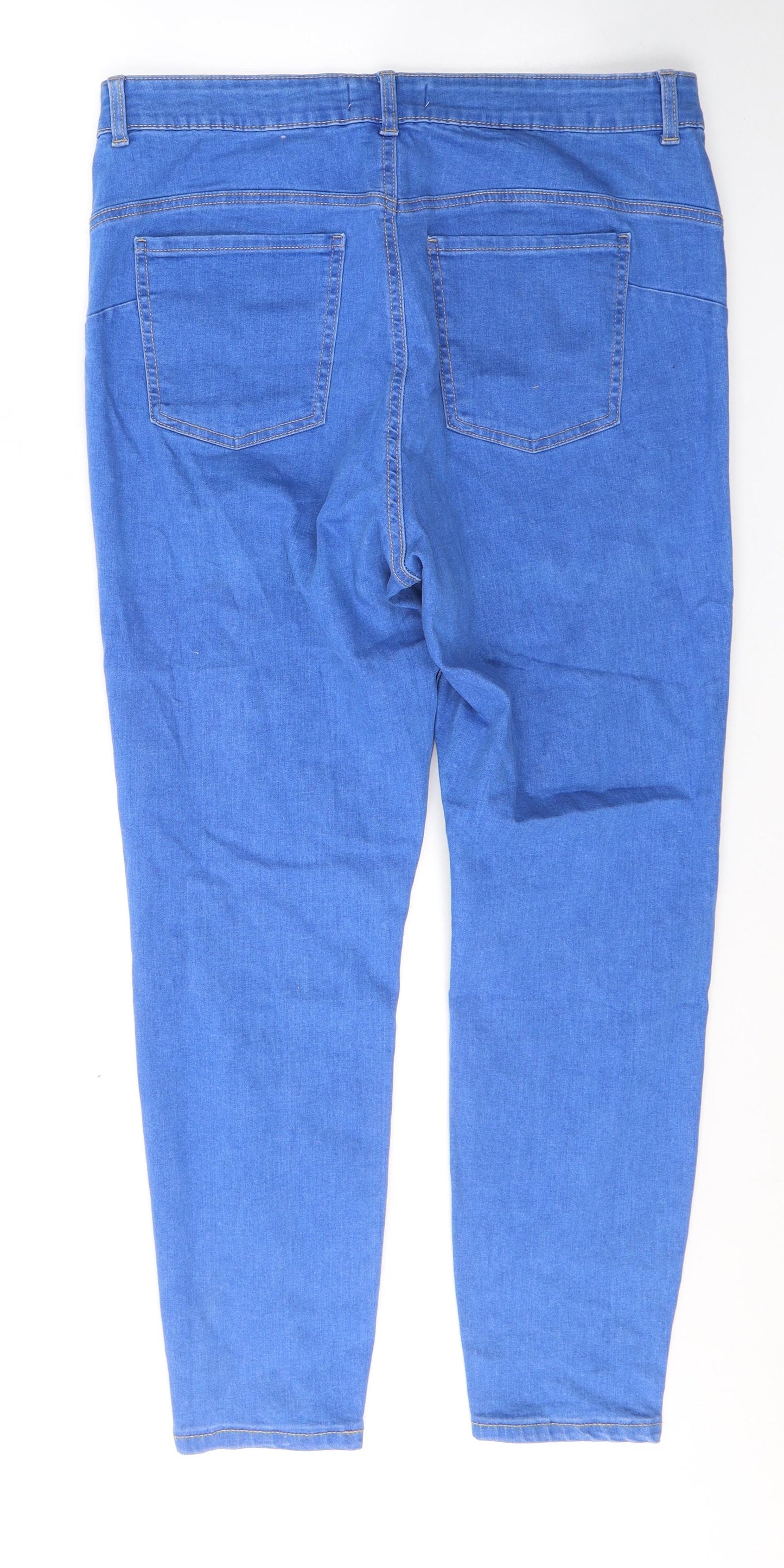 Primark Womens Blue  Cotton Straight Jeans Size 18 L28 in Regular Button