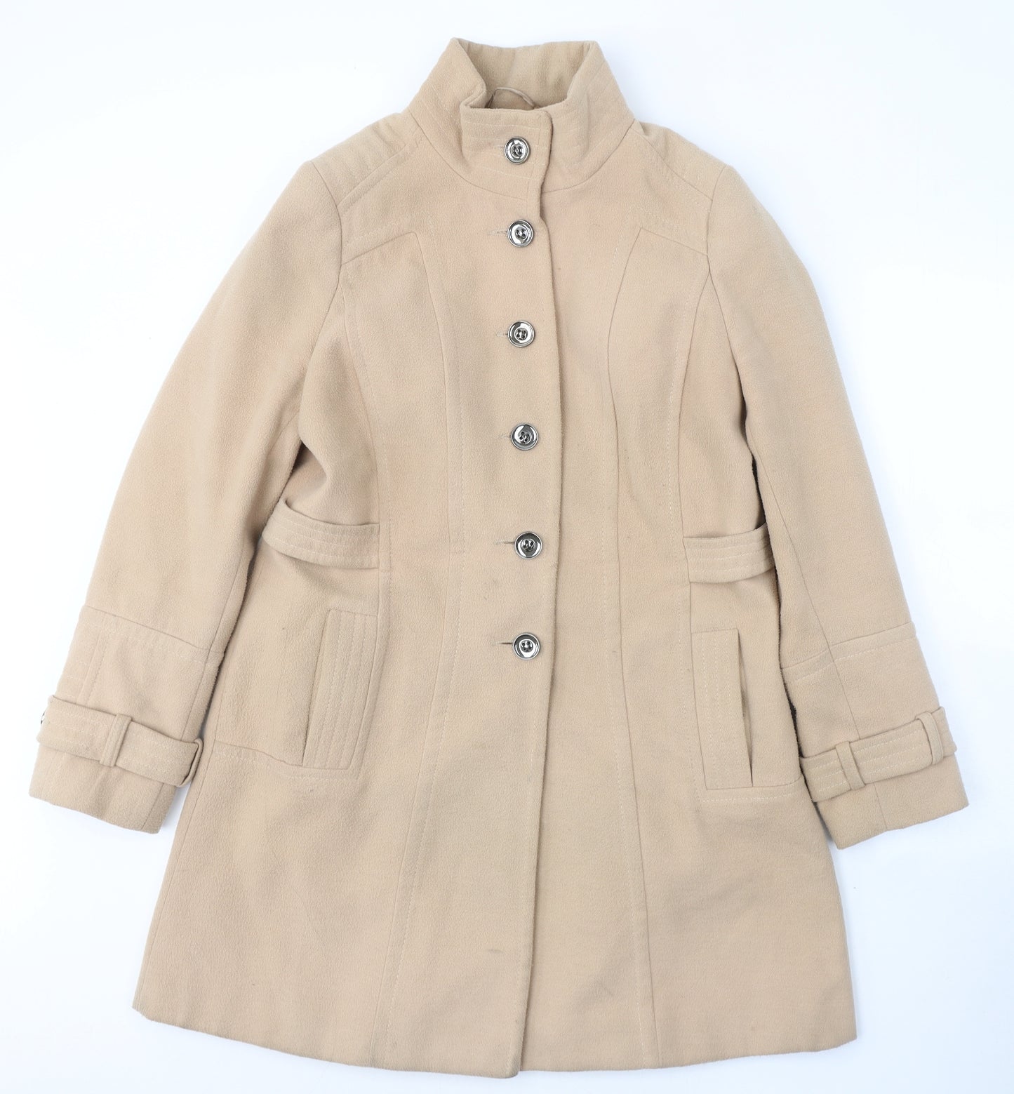 NEXT Womens Beige   Pea Coat Coat Size 14  Button