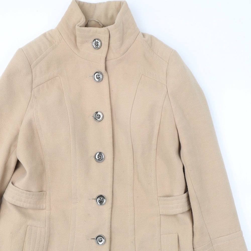 NEXT Womens Beige   Pea Coat Coat Size 14  Button