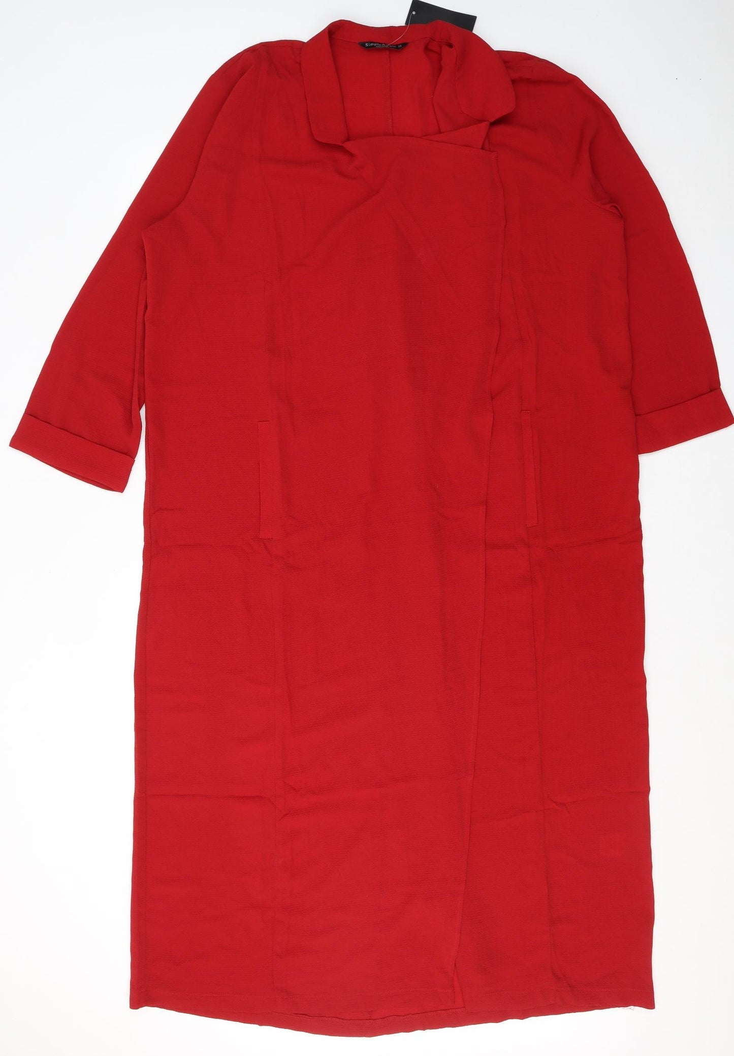 Simple&Chic Womens Red V-Neck  Polyester Cardigan Jumper Size 22