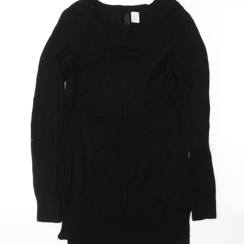H&M Womens Black Round Neck  Acrylic Tunic Jumper Size 6   - open back