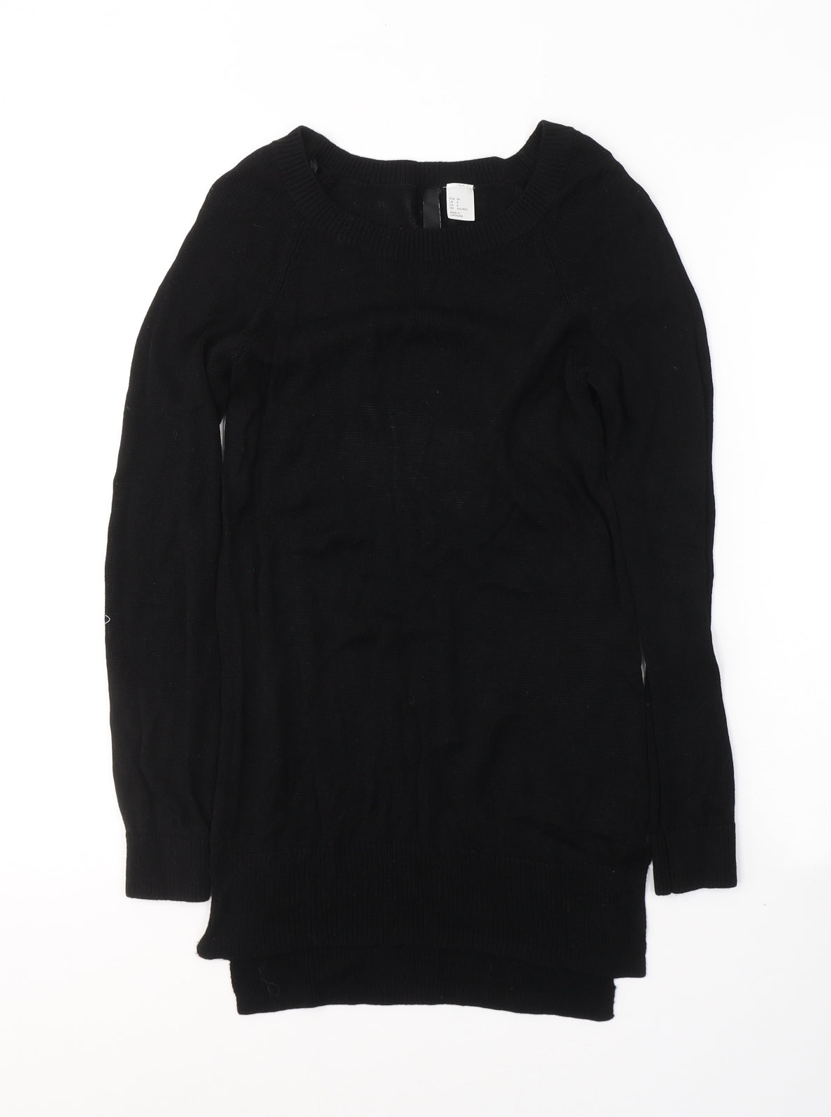 H&M Womens Black Round Neck  Acrylic Tunic Jumper Size 6   - open back