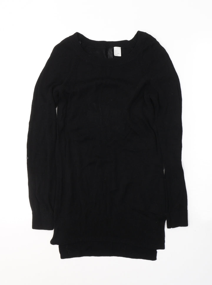 H&M Womens Black Round Neck  Acrylic Tunic Jumper Size 6   - open back