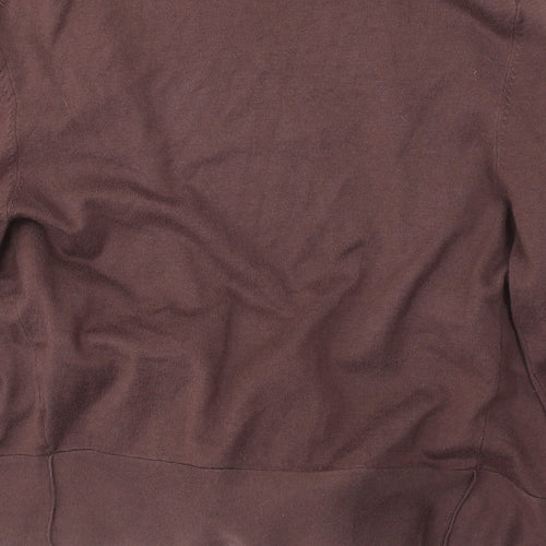 Coast Womens Brown V-Neck  Cotton Cardigan Jumper Size 16