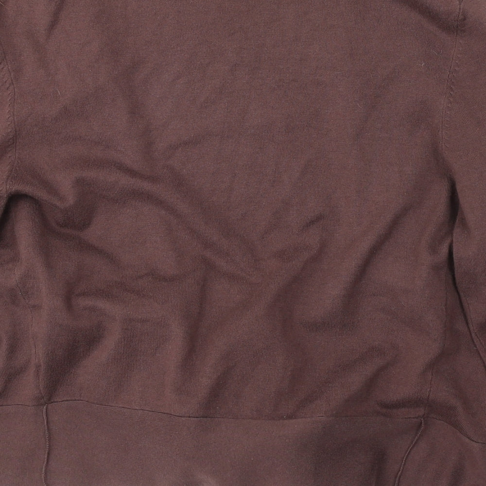 Coast Womens Brown V-Neck  Cotton Cardigan Jumper Size 16