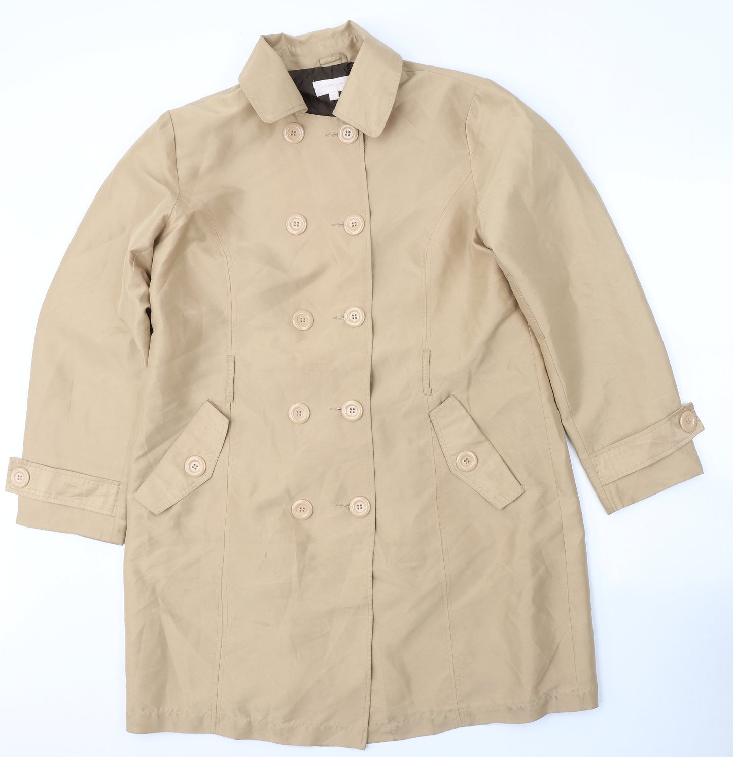 Victoria Jayne Womens Beige   Trench Coat Coat Size 16  Button